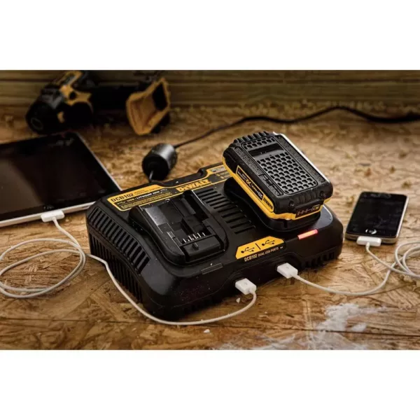 DEWALT 12-Volt to 20-Volt MAX Lithium-Ion Dual Port Jobsite Charging Station with (2) USB Ports