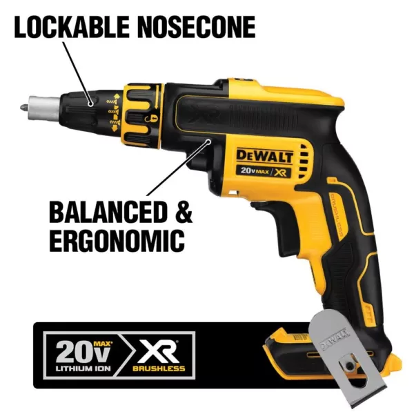 DEWALT 20-Volt MAX XR Cordless Brushless Drywall Screw Gun with (2) 20-Volt 2.0Ah Batteries & Cut-Out Tool