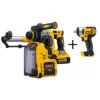 DEWALT 20-Volt MAX XR 1 in. SDS Plus L-Shape Rotary Hammer w/ Extractor, (2) 20-Volt 5.0Ah Batteries & 1/2 in. Impact Wrench