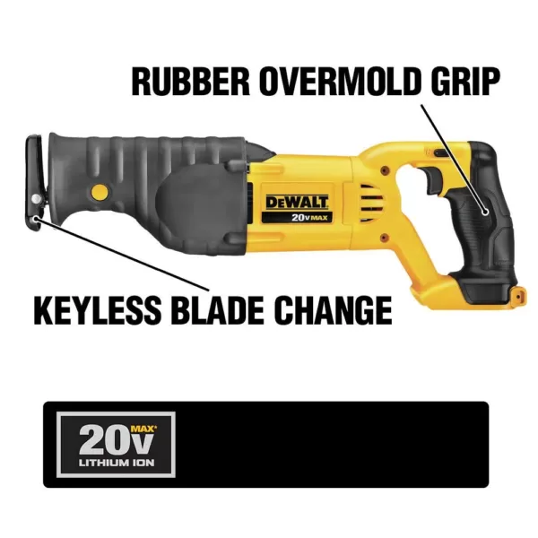 DEWALT 20-Volt MAX Cordless Reciprocating Saw with Bi-Metal Reciprocating Saw Blade Set (16-Piece)