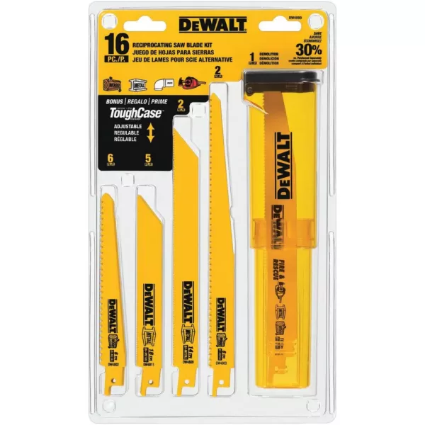 DEWALT 20-Volt MAX Cordless Reciprocating Saw with Bi-Metal Reciprocating Saw Blade Set (16-Piece)