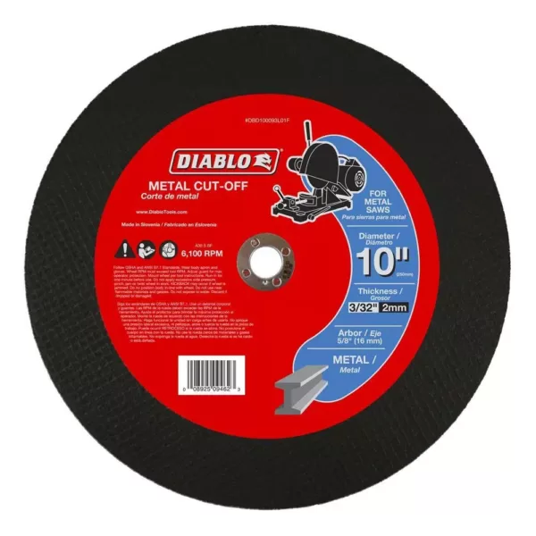 DIABLO 10 in. x 3/32 in. x 5/8 in. Metal Cut-Off Disc (5-Pack)