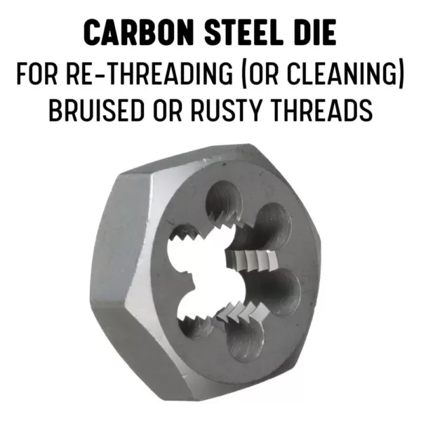 Drill America 1-1/4 in.-12 Carbon Steel Hex Re-Threading Die
