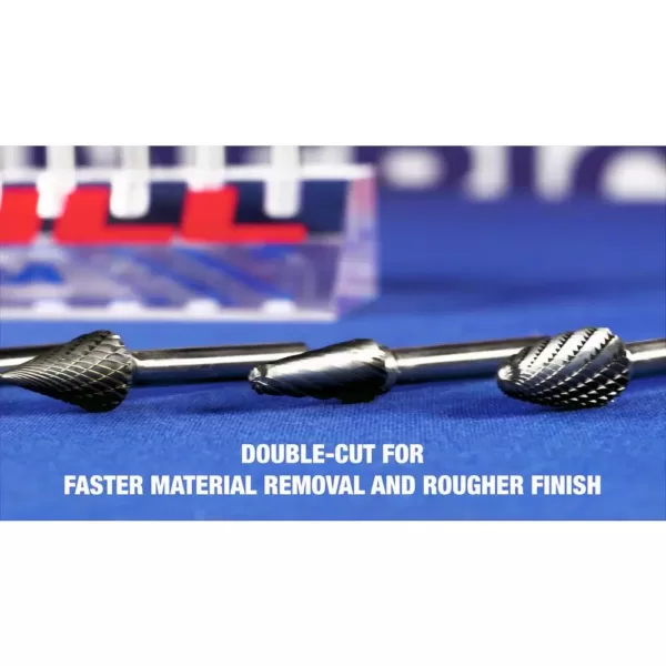 Drill America 3/8 in. x 3/4 in. Cylindrical Solid Carbide Burr Rotary File Bit with 1/4 in. Shank