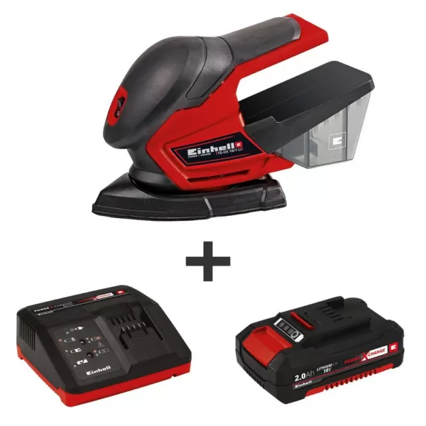 Einhell PXC 18-Volt Cordless 24000-OPM Compact Detail Palm Sheet Sander Kit (w/ 2.0-Ah Battery Plus Fast Charger)