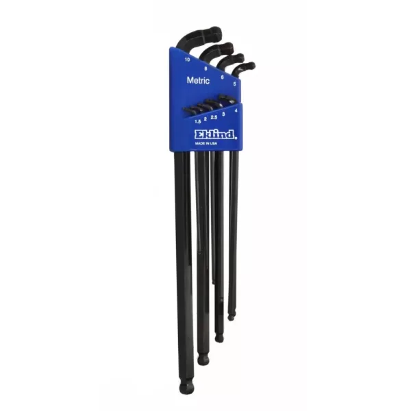 Eklind Extra Long Series Double-Ball-Hex-L Key Set with Holder Size 1.5 mm to 10 mm (9-Piece)