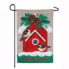 Evergreen 18 in. x 12.5 in. Holiday Chickadee Birdhouse Garden Burlap Flag