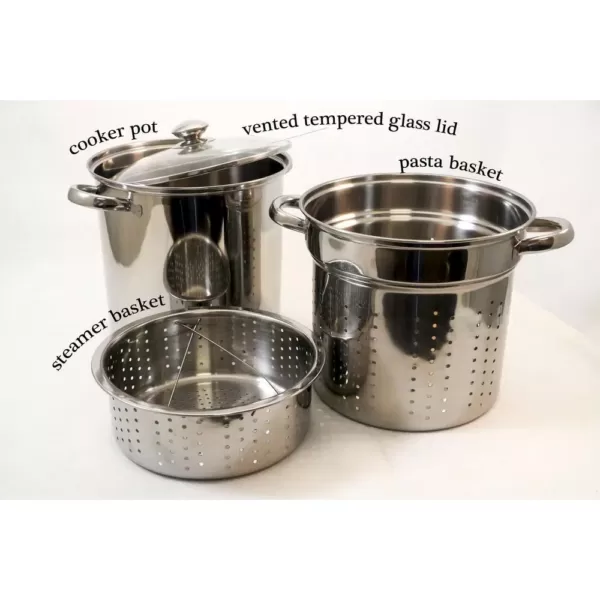 ExcelSteel 4-Piece 8 Qt. Professional 18/10 Stainless Steel Multi-Cooker with Lid