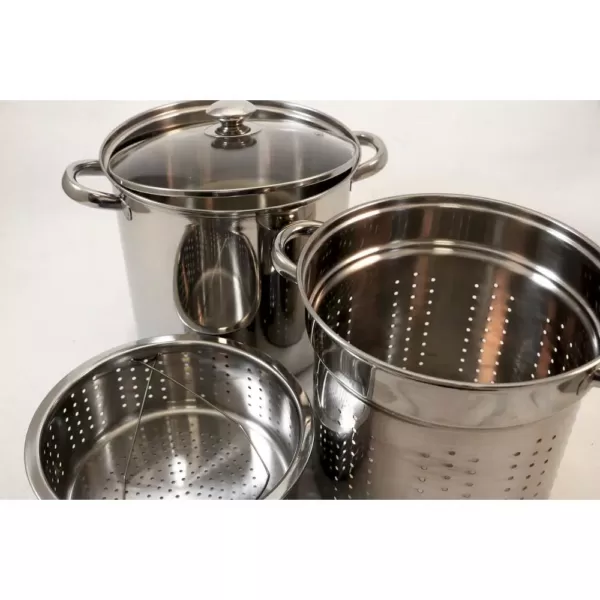 ExcelSteel 4-Piece 12 Qt. Professional 18/10 Stainless Steel Multi-Cooker with Lid