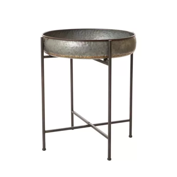 Glitzhome 25.79 in. H Galvanized Metal Farmhouse Shelf with Removable Round Tray
