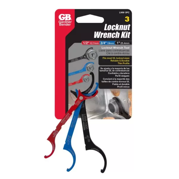Gardner Bender 3-Piece Locknut Wrench Tool Kit Fits 0.50 in., 0.75 in. and 1 in. Locknuts