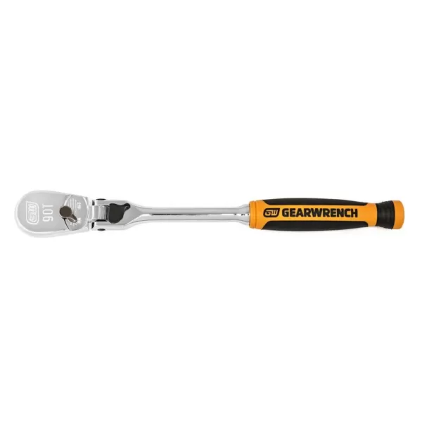 GEARWRENCH 1/4 in. Drive 90-Tooth Dual Material 8 in. Locking Flex Head Teardrop Ratchet