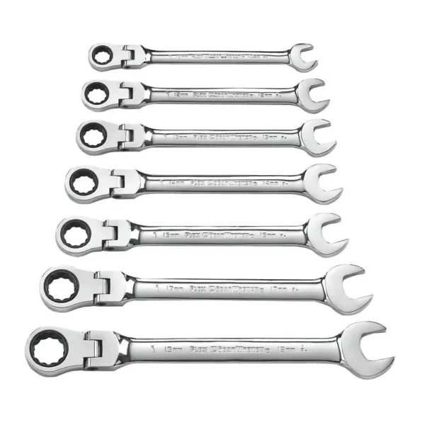 GEARWRENCH 12-Point Metric Flex Head Ratcheting Combination Wrench Set (7-Piece)