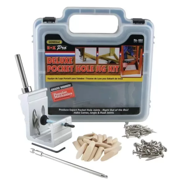 General Tools 76-Piece Aluminum Pocket Hole Jig Kit with Pocket Screws Dowels and Storage Case