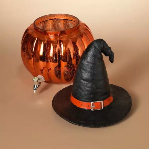 Gerson Halloween 17 in. H Glass Pumpkin Beverage Dispenser with Hat