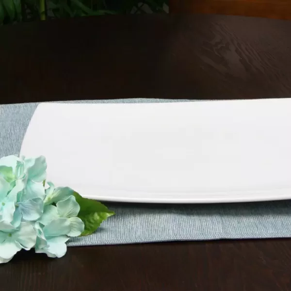 Gibson Gracious Dining White Ceramic Serving Platter