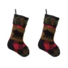 Glitzhome Plaid Stocking with Rug Hooked (Bear) 2-Pack