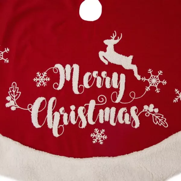 Glitzhome 48 in. D Fabric Christmas Tree Skirt in Merry Christmas