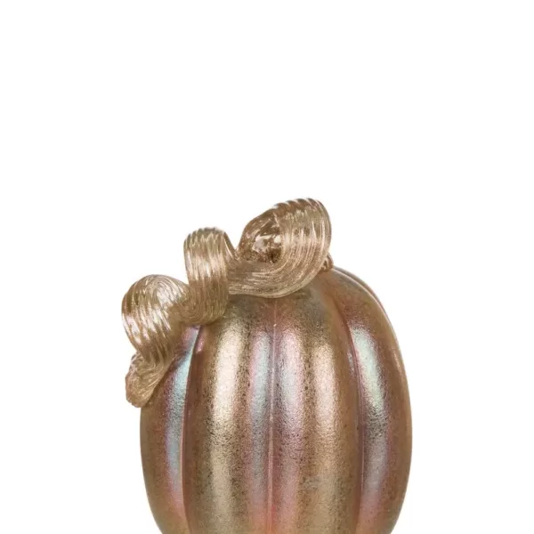 Glitzhome Pumpkin 5.91 in. H Blue/Gold Glittery Small Tall Glass