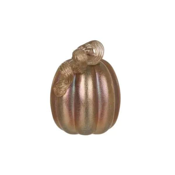 Glitzhome S/2 5.91 in. Blue/Gold GlitteryGlass Pumpkin