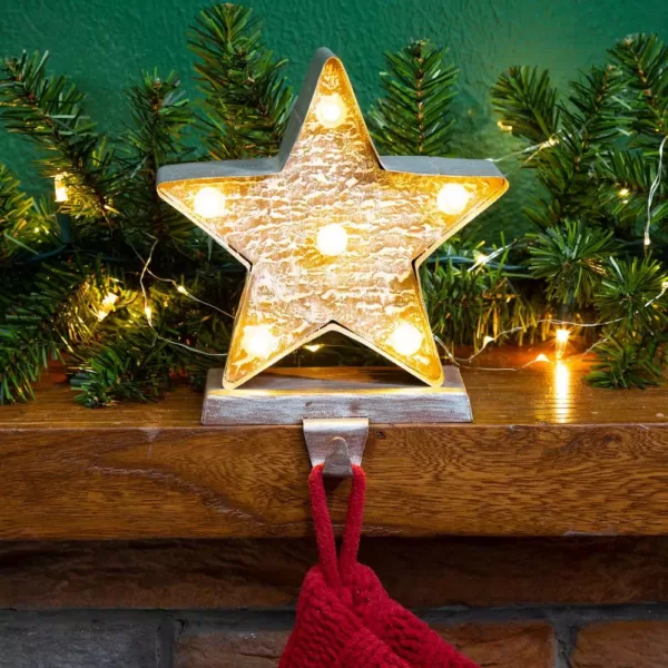 Glitzhome 7.5 in. H Marquee LED Lighted Christmas Stocking Holder Star