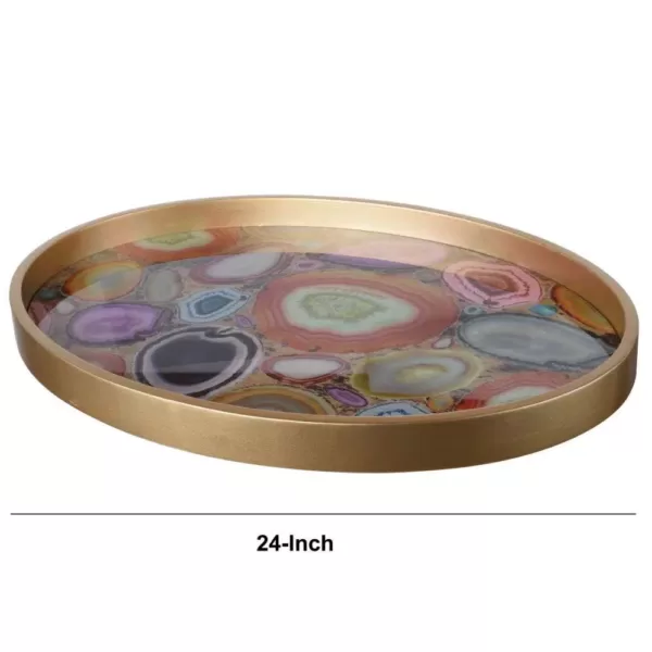 Benjara Contemporary Gold Glass Decorative Tray