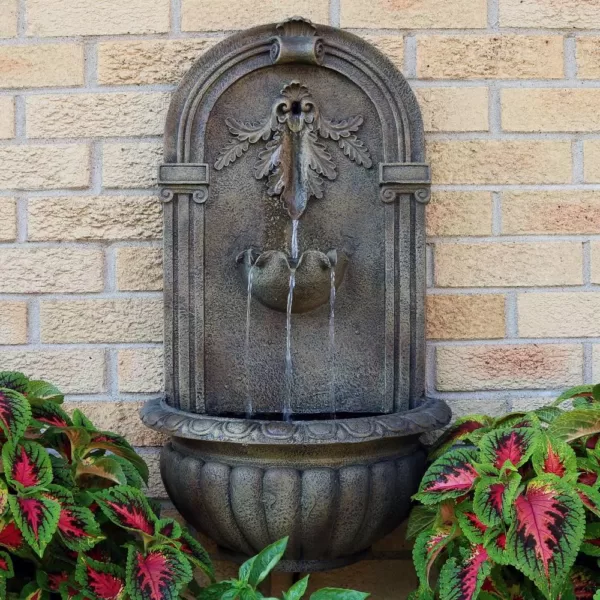 Sunnydaze Decor Florence Florentine Stone Electric Powered Wall Fountain