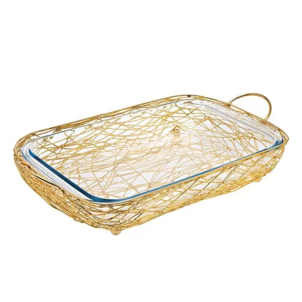 Godinger Nest 3 Qt. Gold Rectangular Baker