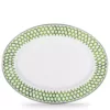 Golden Rabbit Green Scallops 12 in. x 16 in. Enamelware Oval Platter