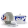 Golden Rabbit Blue Crab 18 qt. Porcelain-Coated Steel Stock Pot in Blue with Glass Lid
