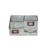 Benzara 3-Bin Galvanized Metal Gray Color Tissue Box with Attached Label Slots