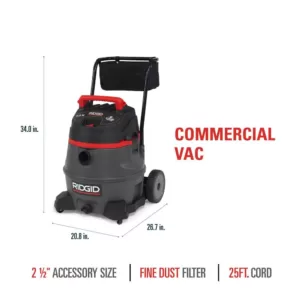 RIDGID 14 Gal. 2-Stage Commercial Wet/Dry Shop Vacuum with Fine Dust Filter, Professional Hose and Accessories