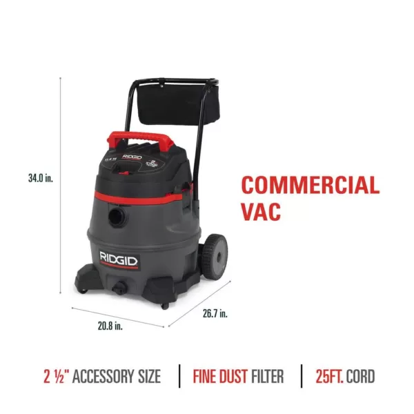 RIDGID 14 Gal. 2-Stage Commercial Wet/Dry Shop Vacuum with Fine Dust Filter, Professional Hose and Accessories