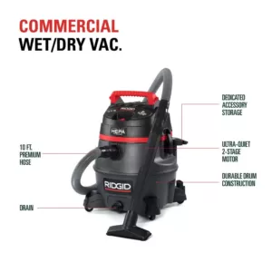 RIDGID 14 Gal. 2-Stage Commercial Wet/Dry Shop Vacuum with Fine Dust Filter, Professional Hose and Accessories