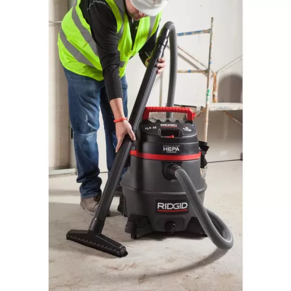 RIDGID 14 Gal. 2-Stage HEPA Commercial Wet/Dry Shop Vacuum with Filter, Dust Bag, Professional Hose and Accessories