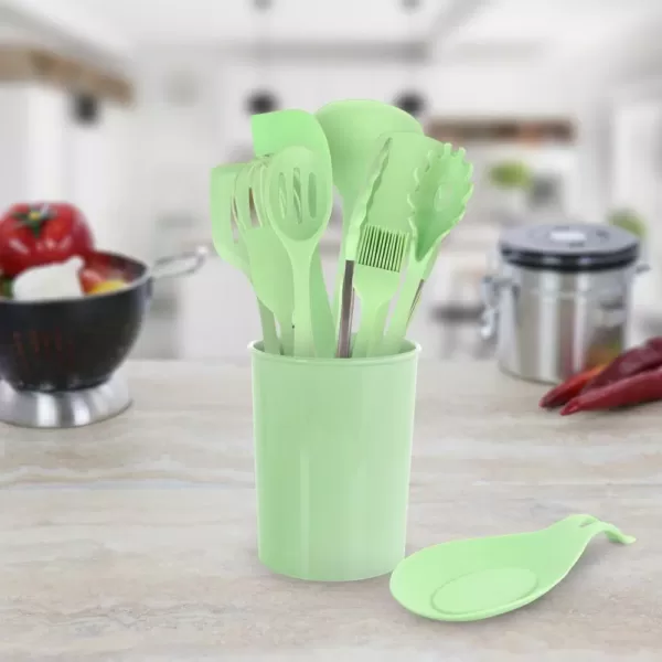 MegaChef Mint Green Silicone Cooking Utensils, (Set of 12)