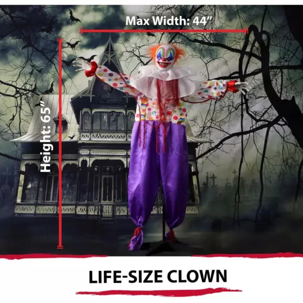 Haunted Hill Farm 5.5 ft. Animatronic Scary Talking Clown Halloween Prop