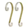 Haute Decor 6 in. Steel Gold Glitter Stocking Scrolls Holders (2-Pack)