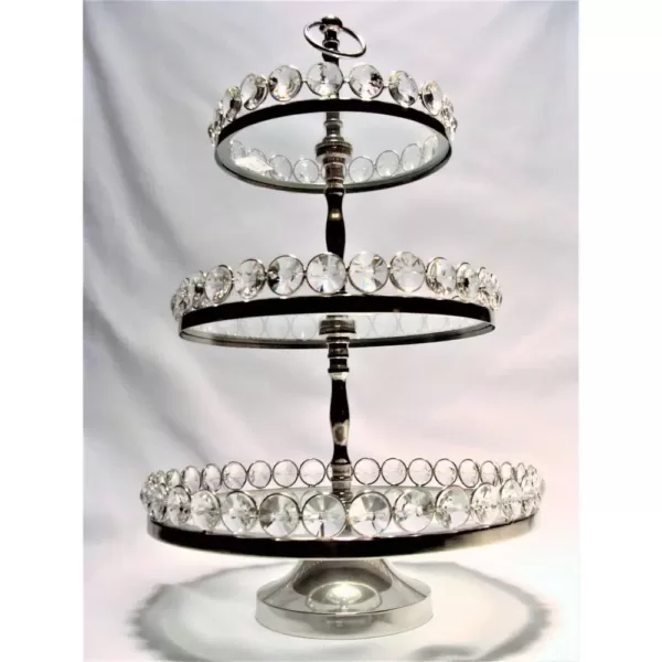 Heim Concept 20 in. H 3-Tier Glastainless Steel/Nip Stand Detachable Crystal Border (Plates 8/10/12 in.)
