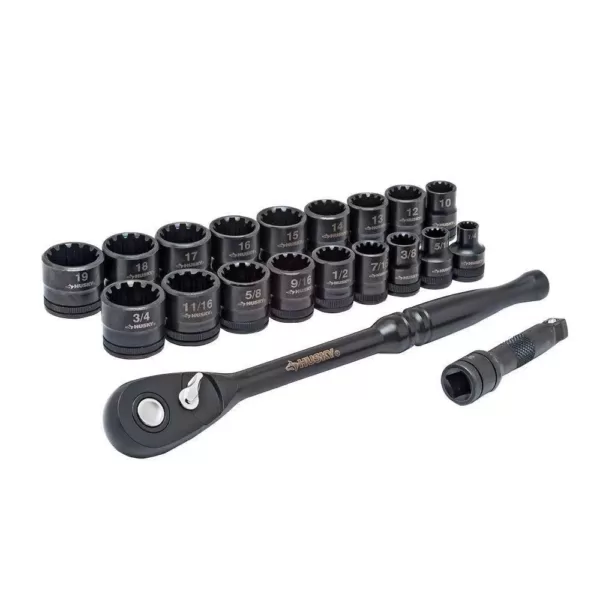 Husky 3/8 in. Drive 100-Position Ratchet and Universal SAE/Metric Socket Wrench Set (20-Piece)