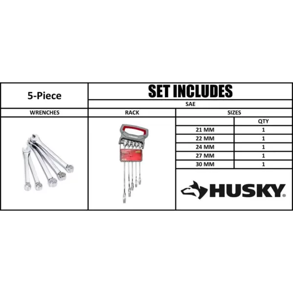 Husky Metric X-Large Combination Wrench Set (5-Piece)