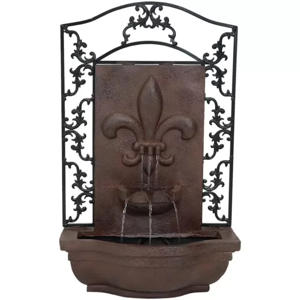 Sunnydaze Decor French Lily Electric Powered Outdoor Wall Fountain in Iron