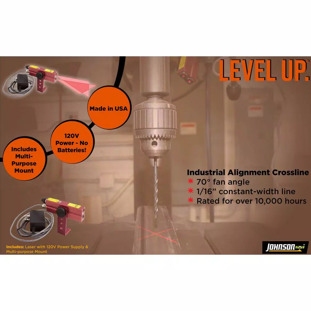 Johnson Level Red Industrial Alignment Cross-Line Laser Level 110V