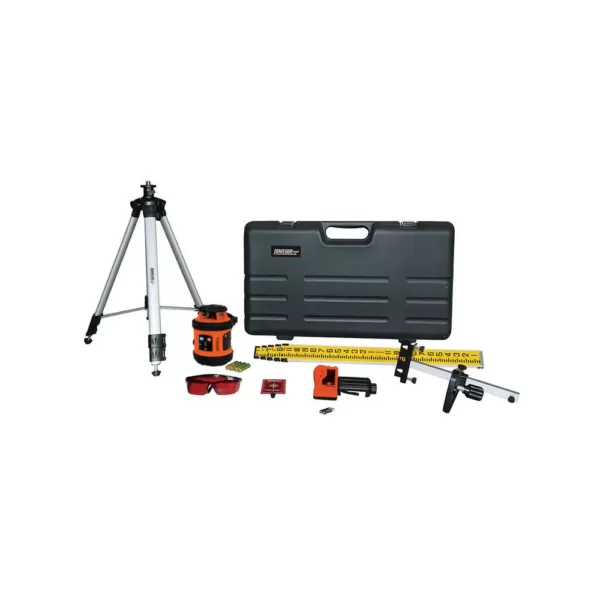 Johnson Self-Leveling Rotary Laser Kit 800 ft. Range Indoor/Outdoor with Tripod, Grade Rod, Detector, Mount, Glasses, Case