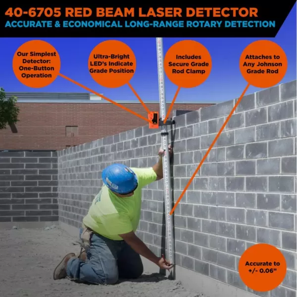 Johnson Red Beam Rotary Laser Detector with Clamp