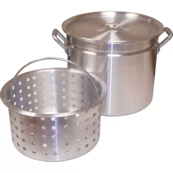 King Kooker 100 qt. Aluminum Ridged Stock Pot in Silver with Lid