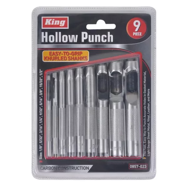 KING 9-Piece Hollow Punch Set