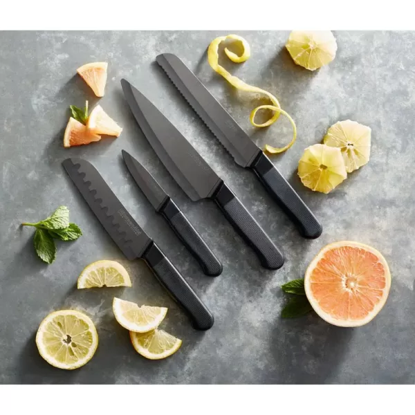 KitchenAid 4-Piece Ceramic Cutlery Set in Stone in Black