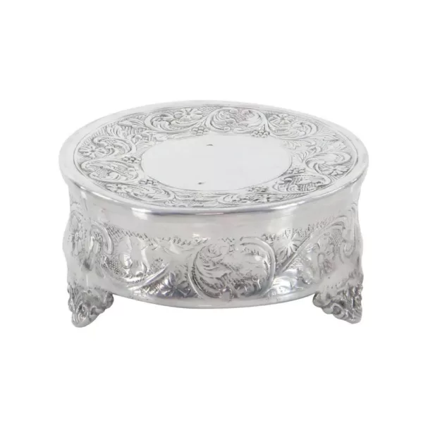LITTON LANE Silver Aluminum Set of 4 Cake Stands (4-Pack)