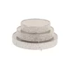 LITTON LANE Silver Iron Round Cake Stands with Round Crystal Beads Edge Detailing and Ball Feet (Set of 3)